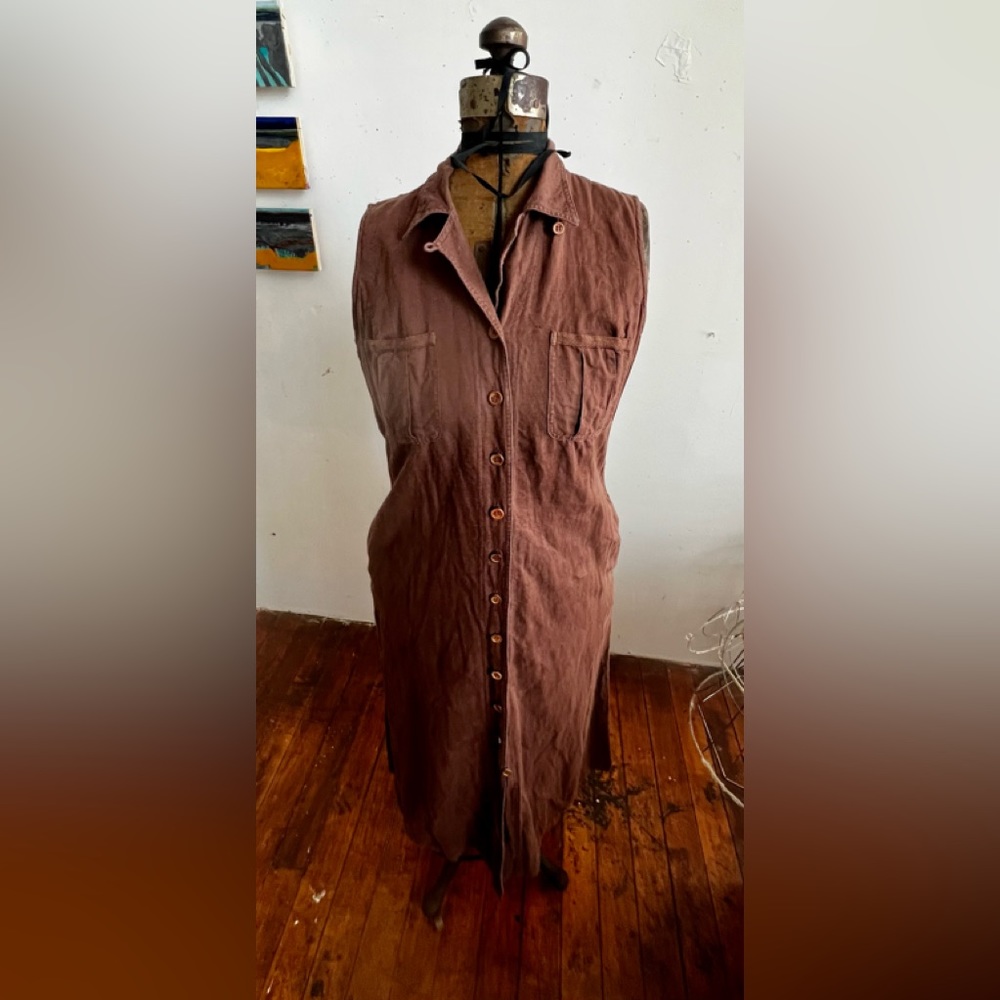 Linen blend shirt dress